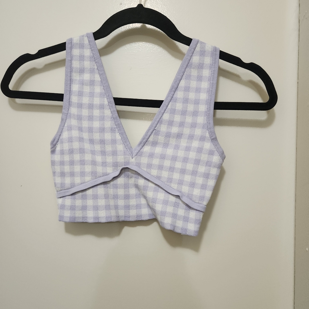 Zara size small lavender and white crop top.